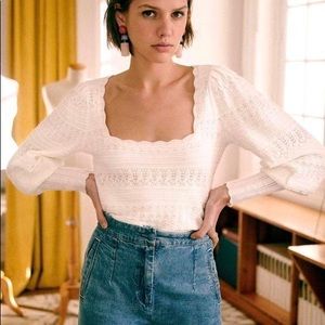 NWT Sezane Ronnie Pullover Sweater Ecru XS